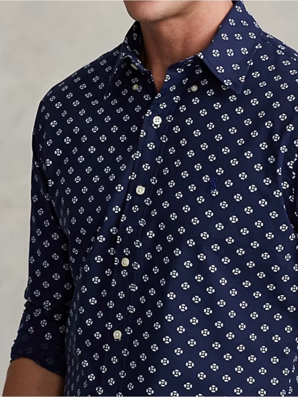 Ralph Lauren Men's Navy Poplin Button-Down Long Sleeve Shirt